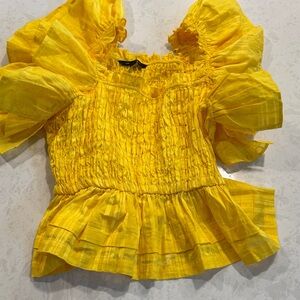Banana Republic Yellow Smocked Blouse